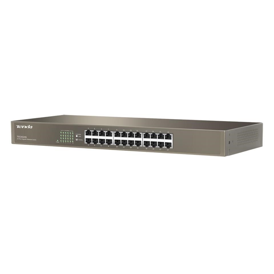 Tenda TEG1024G 24-portový gigabitový ethernetový prepínač,  10/ 100/ 1000 Mb/ s,  montáž do stojana2 