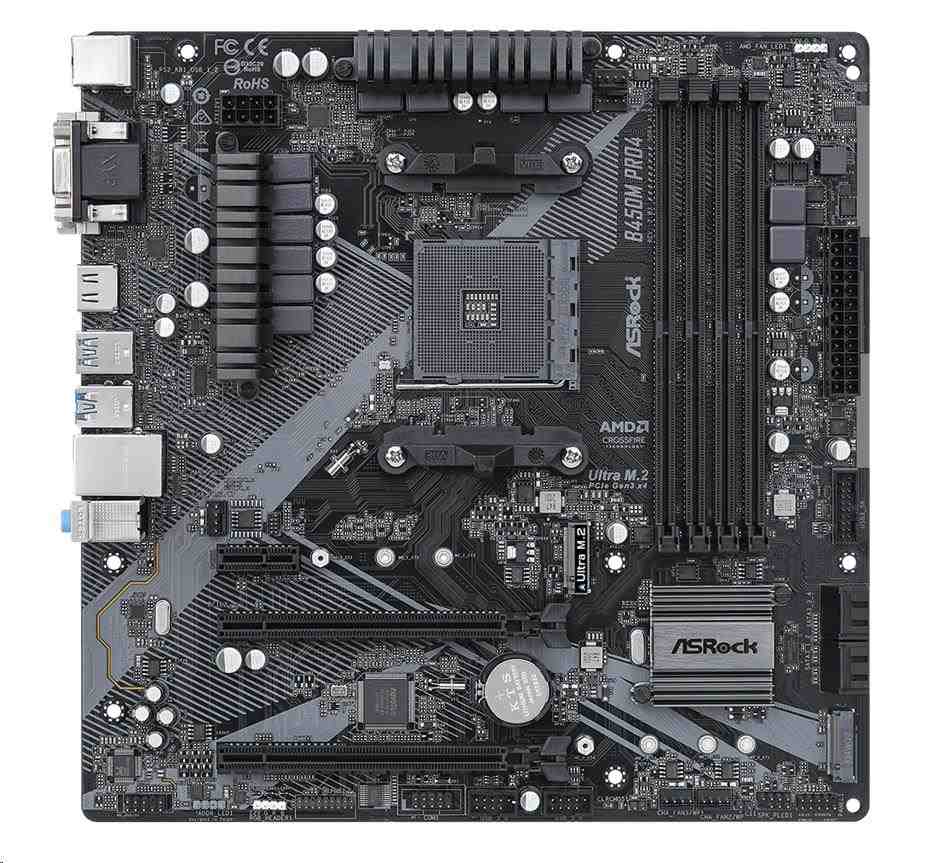 ASRock MB Sc AM4 B450M PRO4 R2.0,  AMD B450,  4xDDR4,  1xHDMI,  1xDVI,  1xVGA,  mATX3 