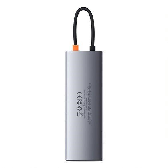 Baseus Metal Gleam Series 9v1 HUB Type-C (USB-C PD 100W,  3* USB 3.0,  HDMI,  VGA,  RJ45,  SD/ TF port),  sivá3 