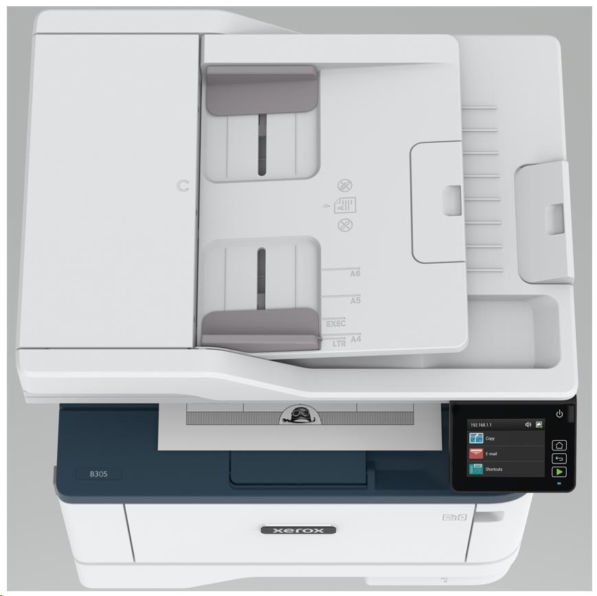Xerox B305V_DNI B&W laser. MFZ,  A4,  512 MB,  DUPLEX,  ADF,  38 strán za minútu,  Ethernet/ Wifi/ USB,  Apple AirPrint5 