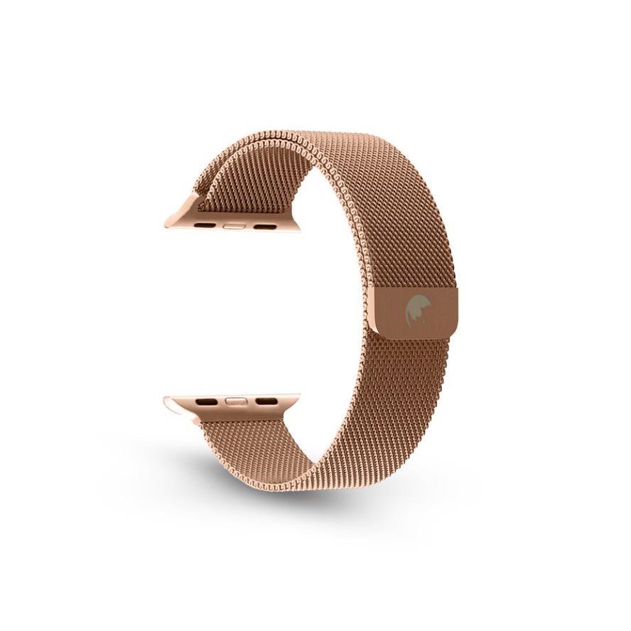 RhinoTech ocelový řemínek milánský tah pro Apple Watch 42 /  44 /  45mm růžově-zlatý2 