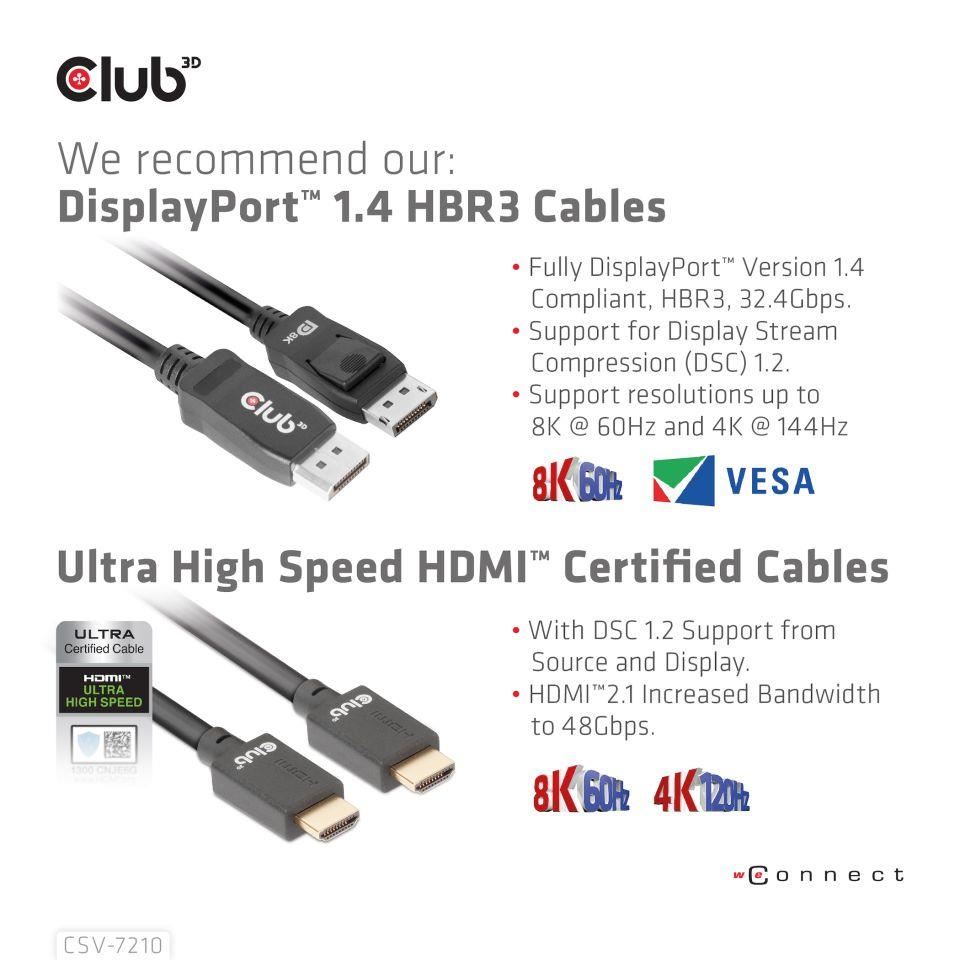 Club3D Network Switch - Prepínač,  DP/ HDMI KVM prepínač - Dual DP 4K 60Hz8 