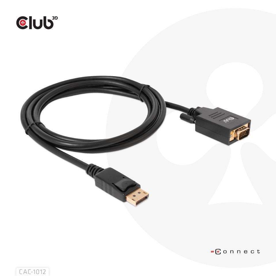 Club3D kabel DP na VGA,  M/ M,  2m,  28 AWG5 
