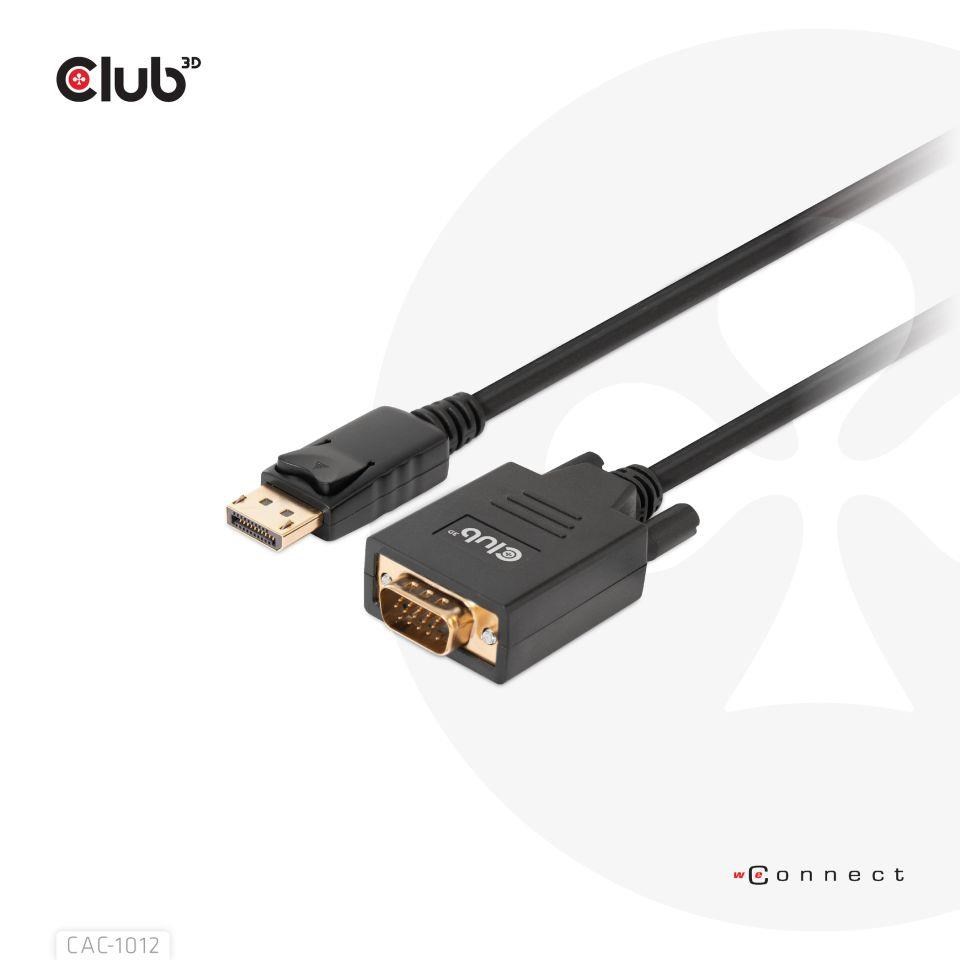 Club3D kabel DP na VGA,  M/ M,  2m,  28 AWG7 