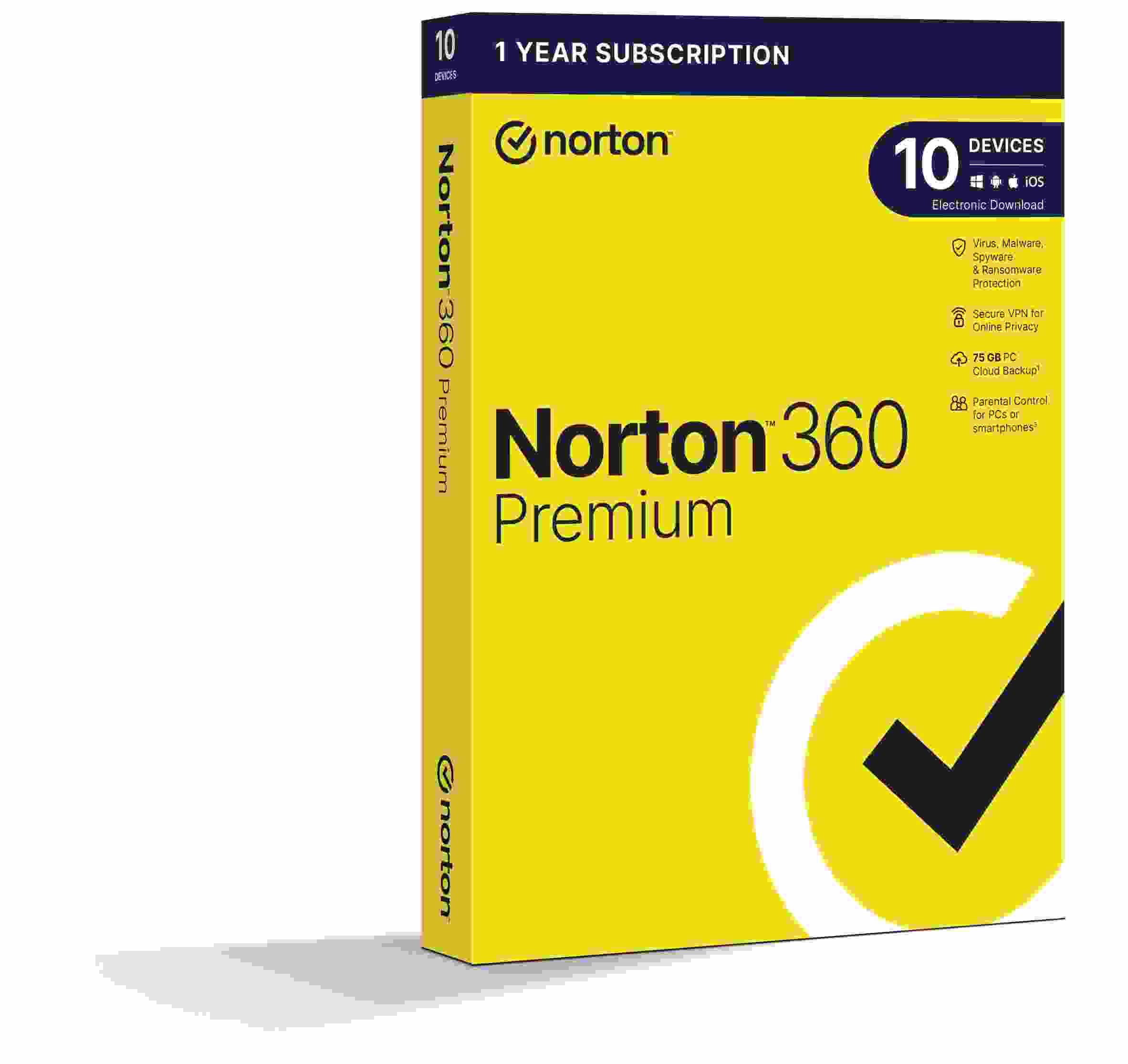 NORTON 360 PREMIUM 75GB +VPN 1 používateľ pre 10 zariadení na 1 rok BOX0 