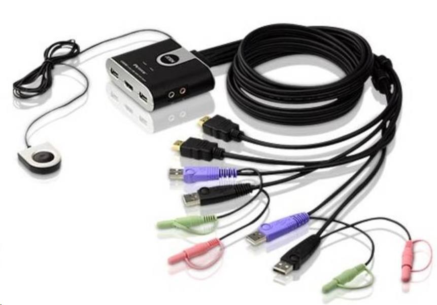 ATEN 2-portový HDMI KVM USB2.0 mini, audio, 1.2m káble, DO0 