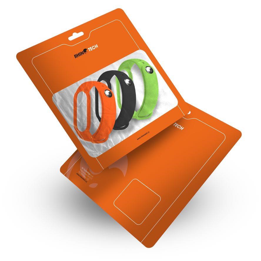 RhinoTech řemínky pro Xiaomi Mi Band 6 (3-pack černá,  oranžová,  zelená)0 