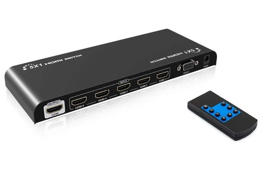 PremiumCord 4Kx2K@60Hz HDMI 2.0 prepínač 5:1 HDR,  RS232 s diaľkovým ovládaním0 