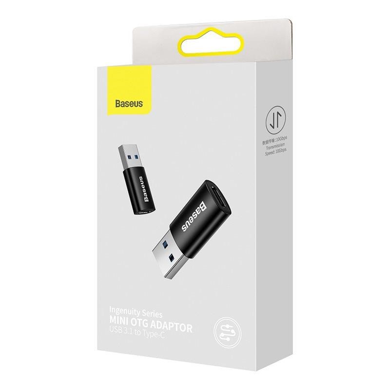 Baseus Ingenuity mini OTG adaptér USB-A 3, 1A samec na USB-C samica,  čierny8 