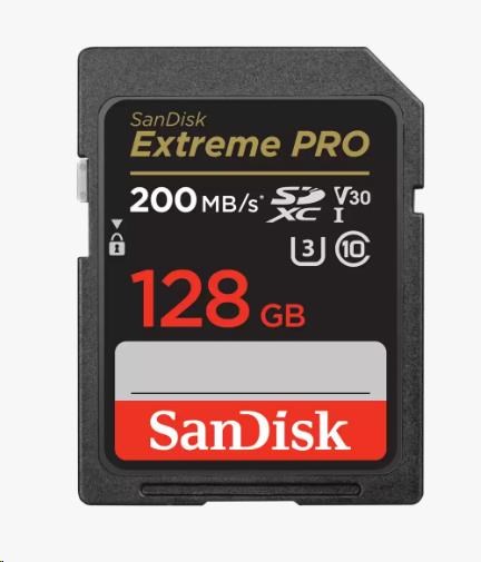 Karta SanDisk SDXC 128 GB Extreme PRO (200 MB/ s triedy 10,  UHS-I U3 V30)0 