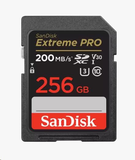 Karta SanDisk SDXC 256 GB Extreme PRO (200 MB/ s triedy 10,  UHS-I U3 V30)0 