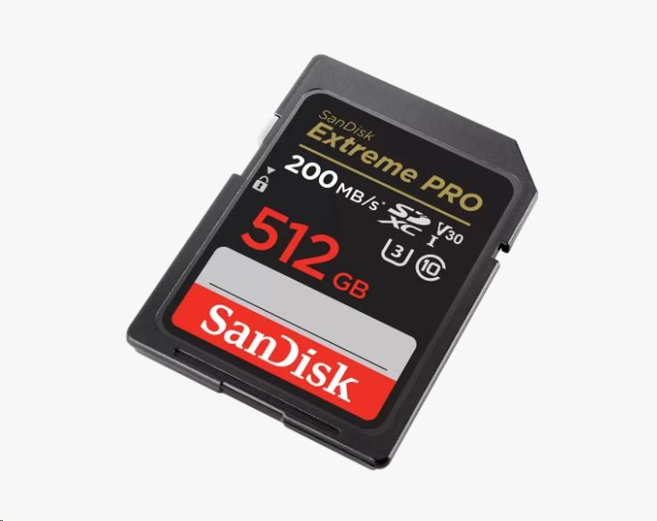 Karta SanDisk SDXC 512 GB Extreme PRO (200 MB/ s triedy 10,  UHS-I U3 V30)2 