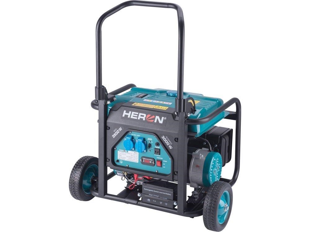 HERON 8896141 elektrocentrála benzínová,  7, 5HP/ 3, 5kW,  podvozek,  elektrický start0 