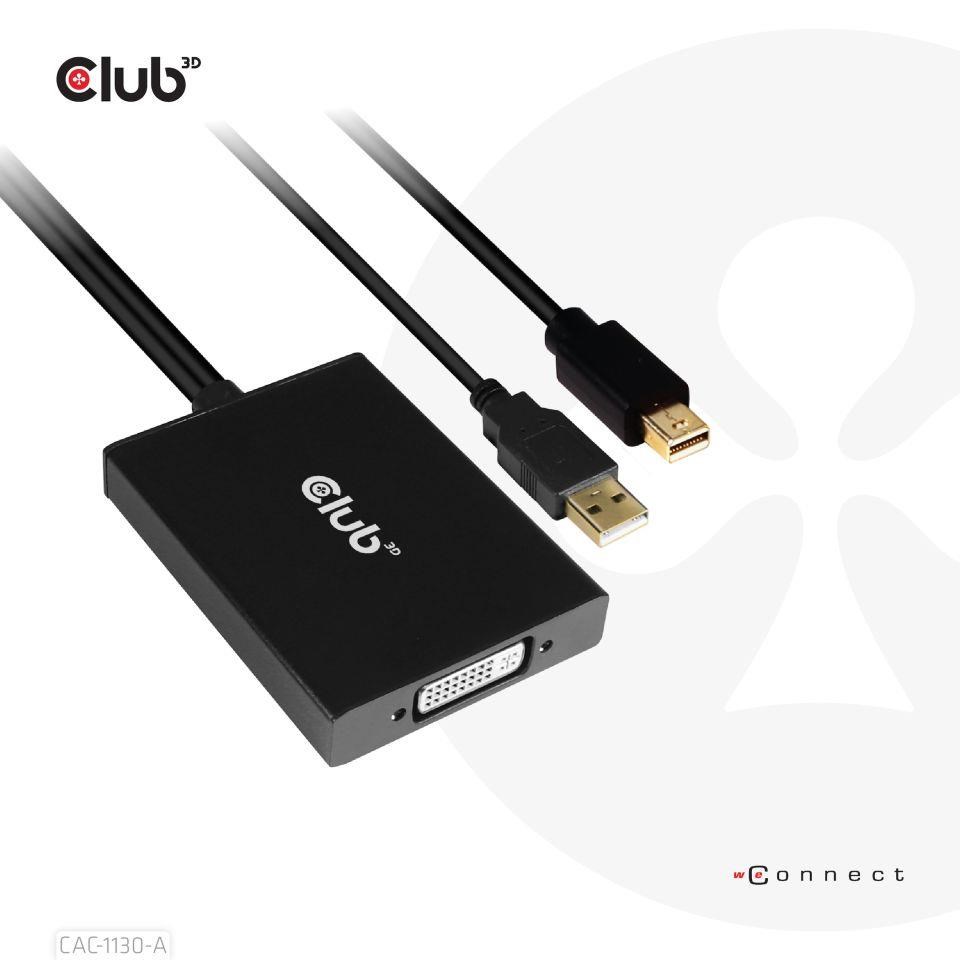 Club3D adaptér Mini DP na Dual Link DVI,  verzia HDCP OFF pre Apple Cinema Displeje Aktívny adaptér7 