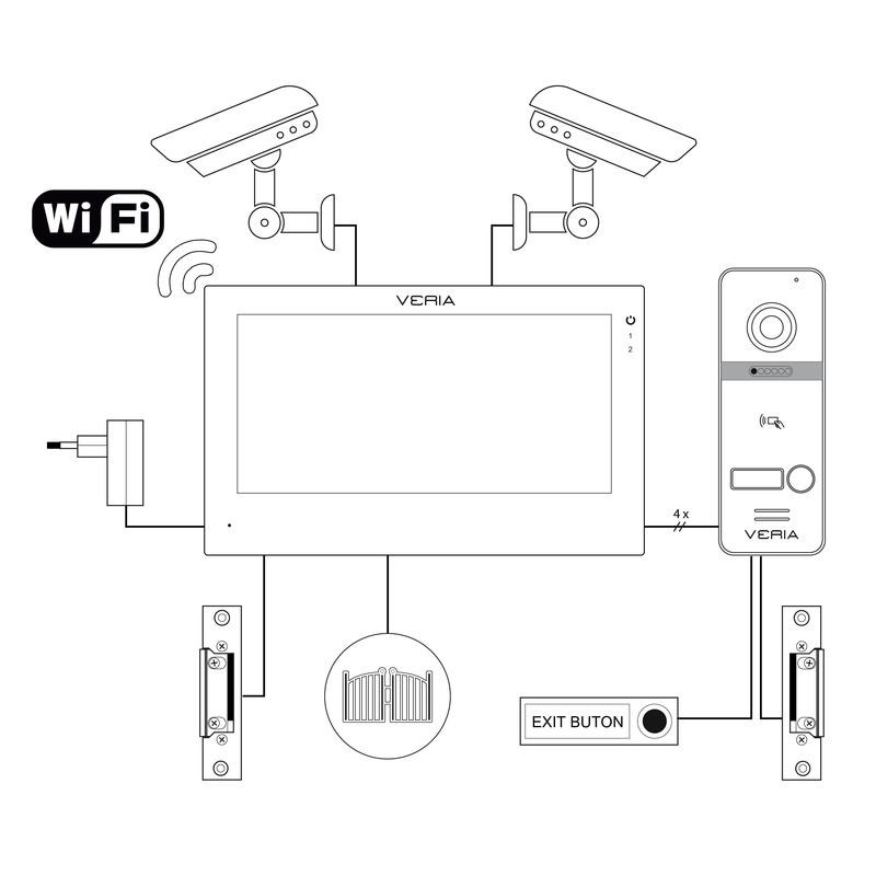 SET Videotelefon VERIA 3001-W (Wi-Fi) bílý + vstupní stanice VERIA 3012 