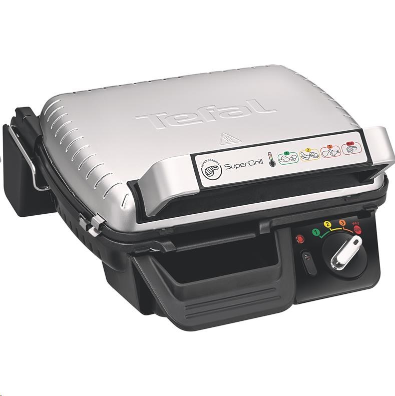 Tefal Supergrill Standard GC450B32 elektrický gril, 2000 W, kontaktní, digitální časovač, odnímatelný tác na šťávu0 