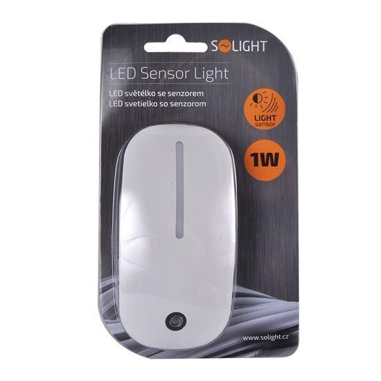 Solight noční LED světélko se světelným senzorem,  1W,  230V,  bílé0 