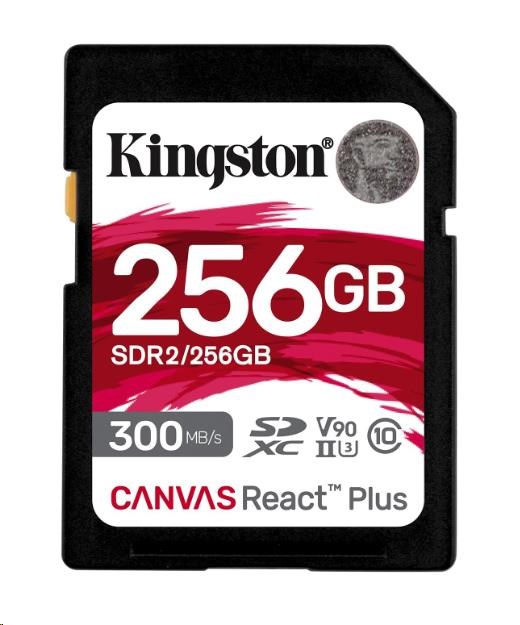 Kingston 256GB Canvas React Plus SDXC UHS-II 300R/260W U3 V90 pre Full HD/4K/8K0 