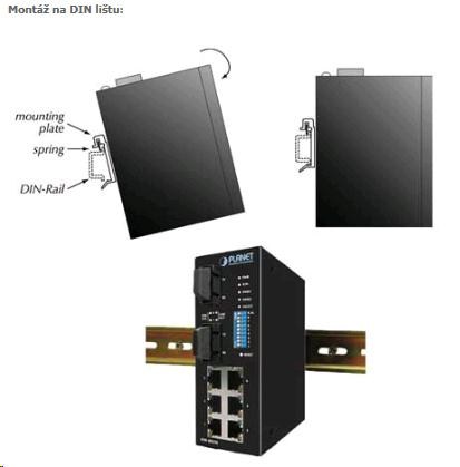 Planet switch IGS-801T,  průmysl.verze 8x10/ 100/ 1000,  DIN,  IP30,  -40 až 75°C,  12-48V1 