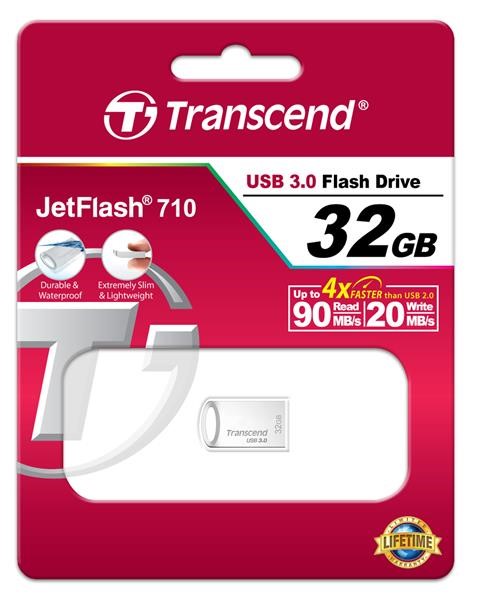 TRANSCEND Flash Disk 32GB JetFlash®710S,  USB 3.0 (R:90/ W:20 MB/ s) stříbná3 