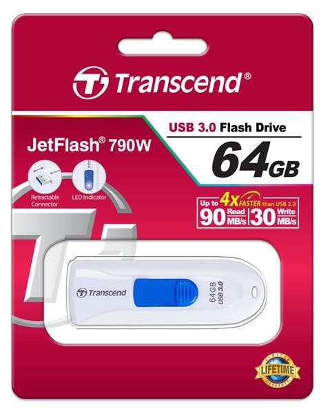 TRANSCEND Flash disk 64GB JetFlash®790,  USB 3.1 (R:90/ W:30 MB/ s) biela/ modrá4 