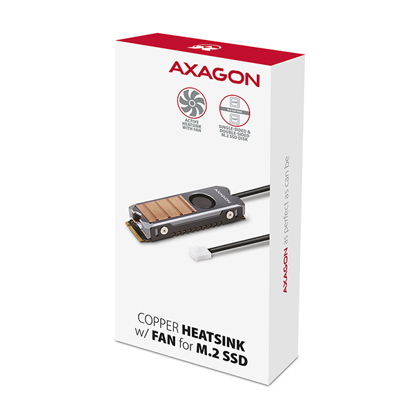 AXAGON CLR-M2FAN,  medený chladič s ventilátorom pre jedno aj obojstranný M.2 SSD disk,  výška 13 mm7 