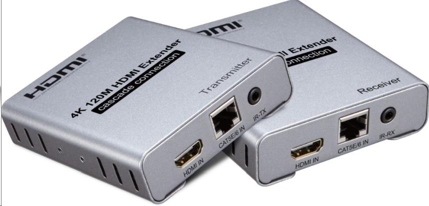 Kaskádový extender PremiumCord 4K HDMI na 120 m cez Cat5/ 6,  bez oneskorenia0 