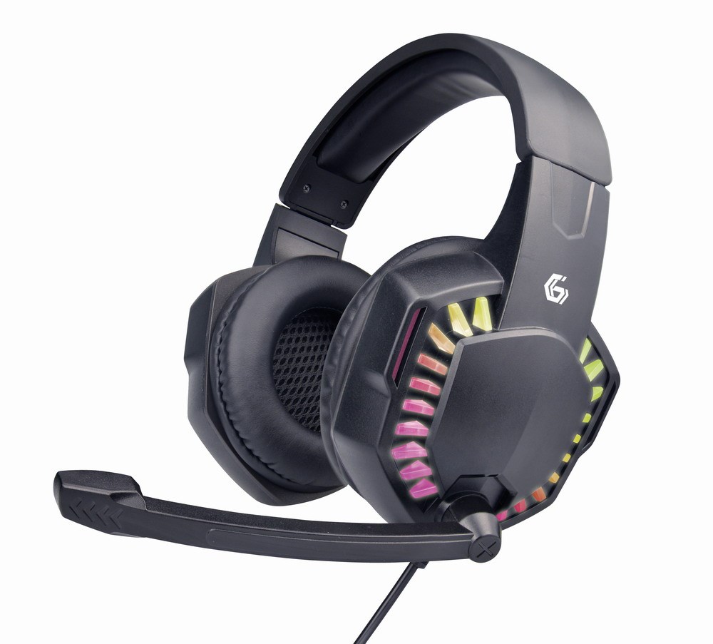 GEMBIRD sluchátka s mikrofonem GHS-06,  herní,  černá s RGB LED podsvícením0 
