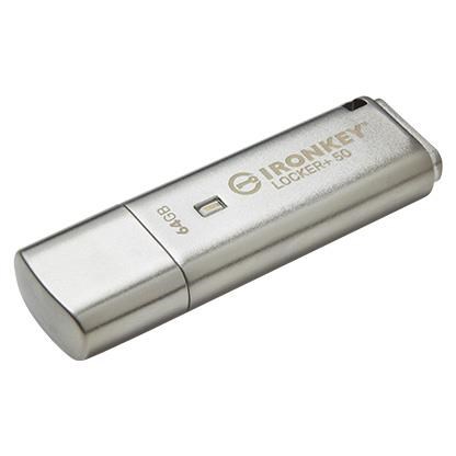 Kingston IronKey Locker+ 50/ 64GB/ USB 3.1/ USB-A/ Strieborná0 