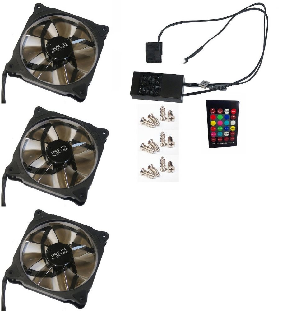 EUROCASE ventilátor RGB 120mm (Ring type),  set 3ks + controller2 