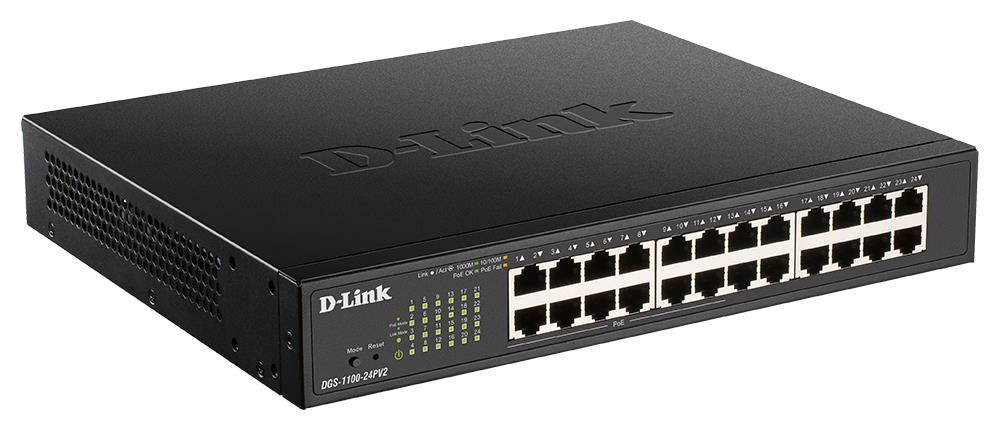 D-Link DGS-1100-24PV2 24-portový gigabitový riadený prepínač PoE,  12x PoE,  rozpočet PoE 100 W,  bez ventilátora0 