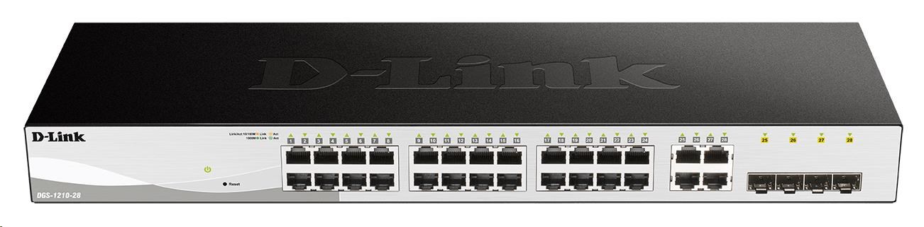 D-Link DGS-1210-28 28-portový gigabitový prepínač Smart+,  24x GbE,  4x RJ45/ SFP,  bez ventilátora1 