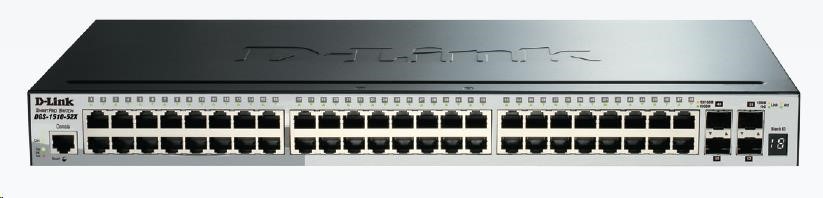 D-Link DGS-1510-52X 52-portový gigabitový stohovateľný inteligentný riadený prepínač,  48x Gigabit RJ45,  4x 10G SFP+0 