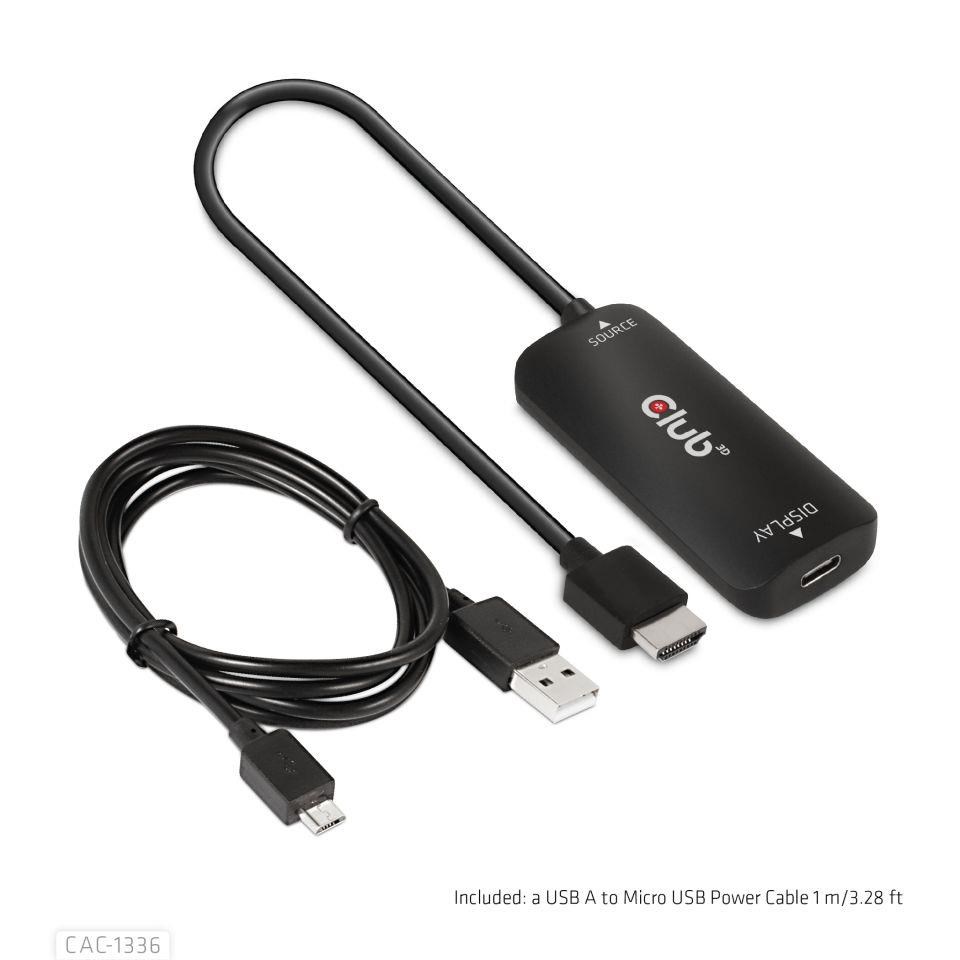 Club3D Adaptér HDMI + Micro USB na USB-C 4K120Hz/ 8K30Hz,  Active Adapter M/ F5 