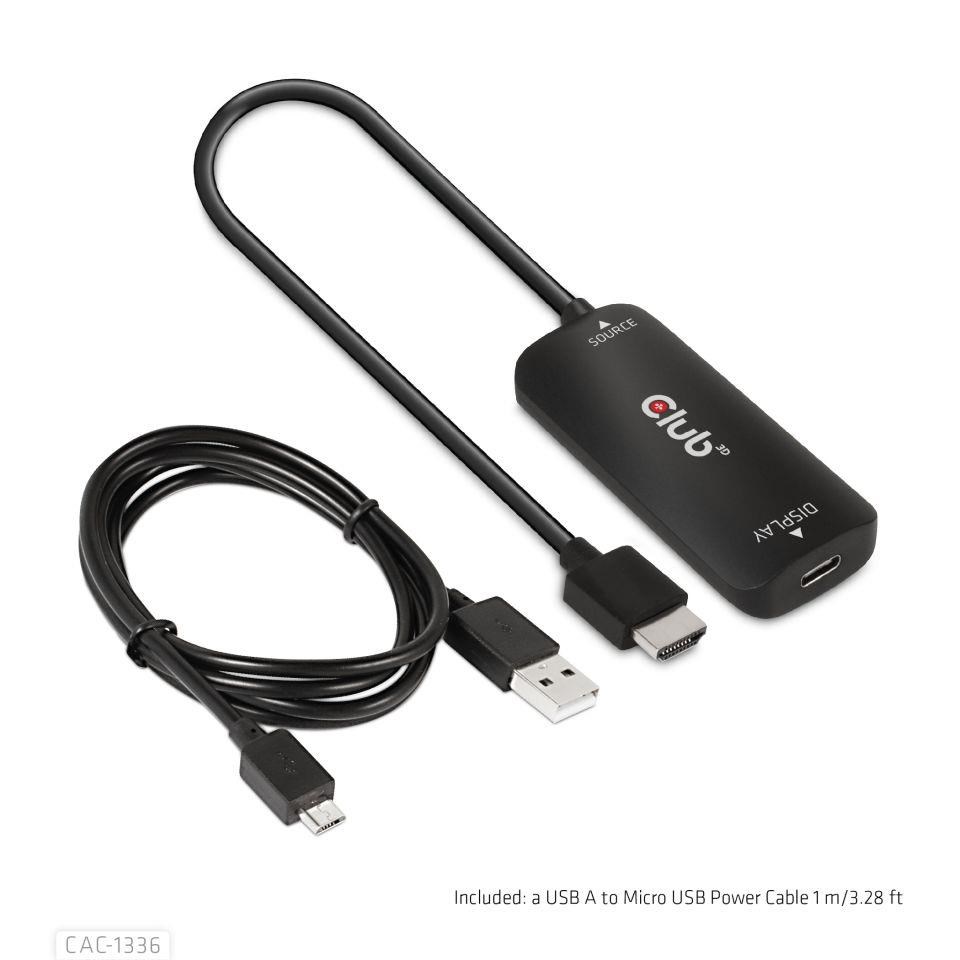 Club3D Adaptér HDMI + Micro USB na USB-C 4K120Hz/ 8K30Hz,  Active Adapter M/ F6 