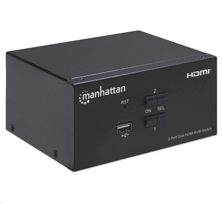 Manhattan HDMI přepínač,  2-Port Dual-Monitor HDMI KVM Switch,  4K@30Hz,  černá1 