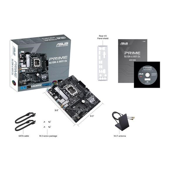 ASUS MB Sc LGA1700 PRIME H610M-A WIFI D4,  Intel H610,  2xDDR4,  1xDP,  1xHDMI,  1xVGA,  WI-FI,  mATX6 