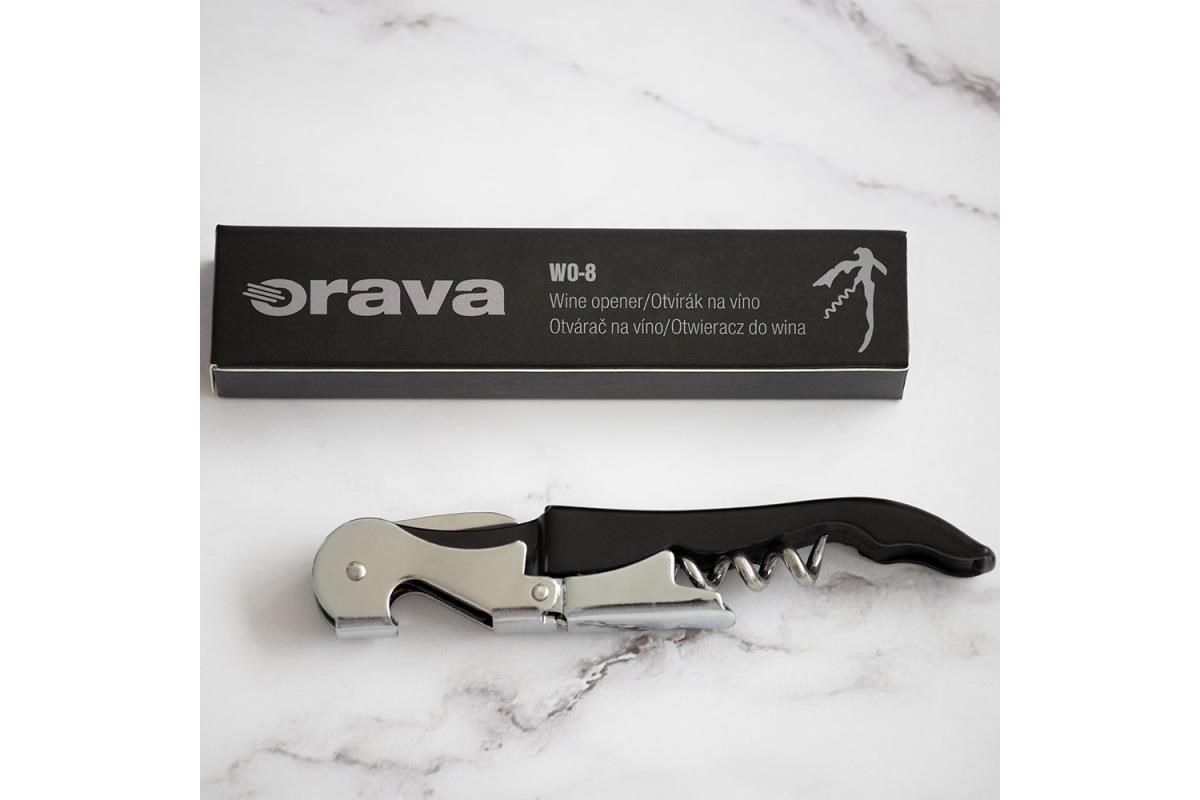 Orava WO-8 pákový otvírák na víno a pivo,  dvoustupňový,  praktický nožík,  černá3 