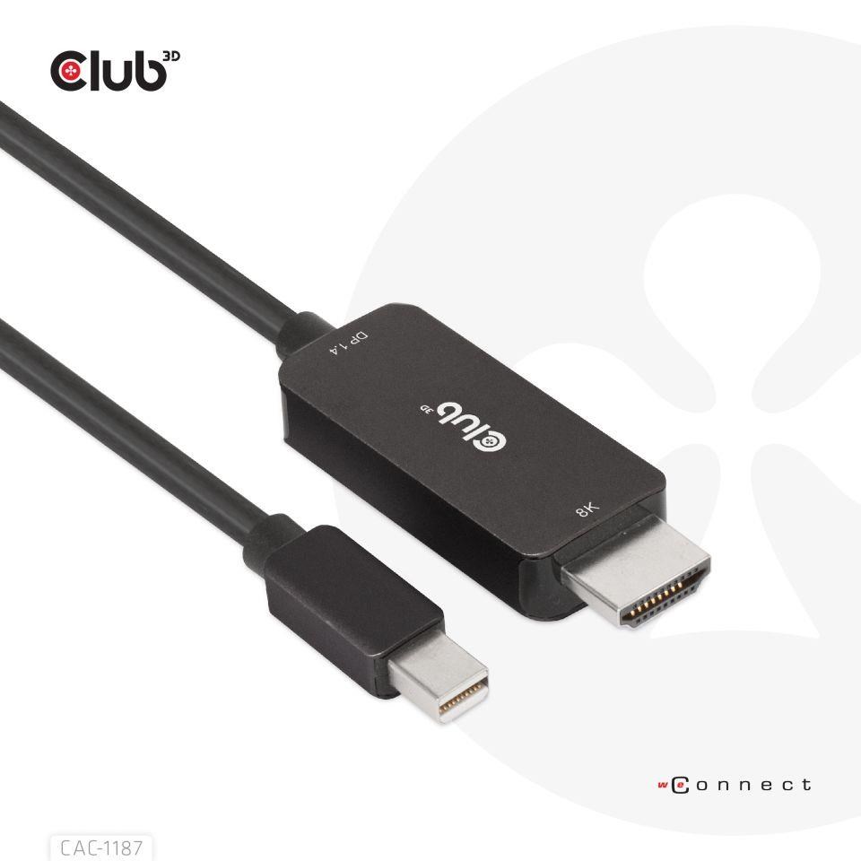 Club3D kabel miniDP 1.4 na HDMI,  4K120Hz nebo 8K60Hz HDR10+,  M/ M,  1.8m5 