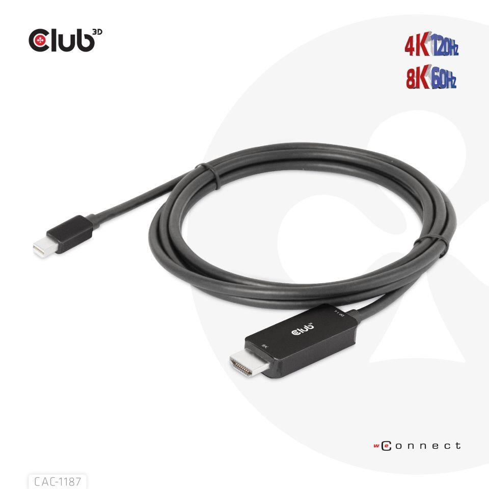 Club3D kabel miniDP 1.4 na HDMI,  4K120Hz nebo 8K60Hz HDR10+,  M/ M,  1.8m6 