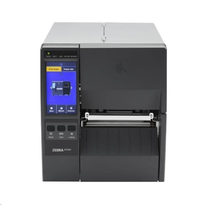 Zebra ZT231,  12 dots/ mm (300 dpi),  display,  EPL,  ZPL,  ZPLII,  USB,  USB Host,  RS232,  BT (BLE),  Ethernet