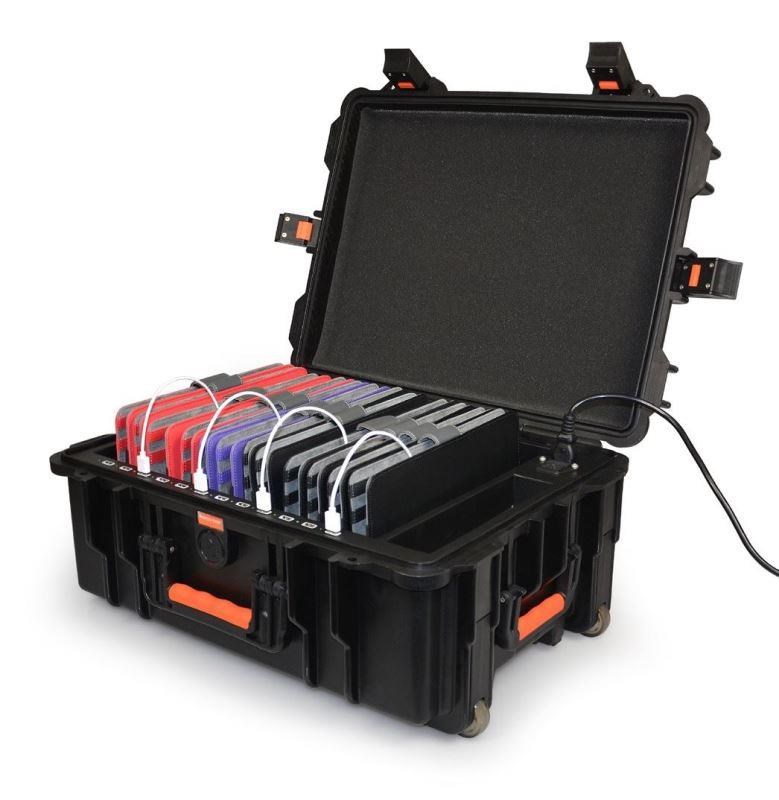 PORT CONNECT Rolling charging cabinet, nabíjací prepravný kufor na kolieskach pre 12 zariadení, čierny0 