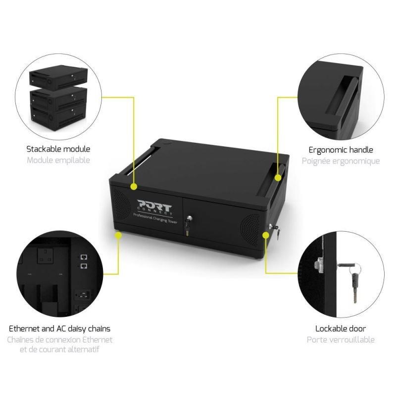 PORT nabíjecí skříňka pro 6 notebooků,  USB-C,  černá0 