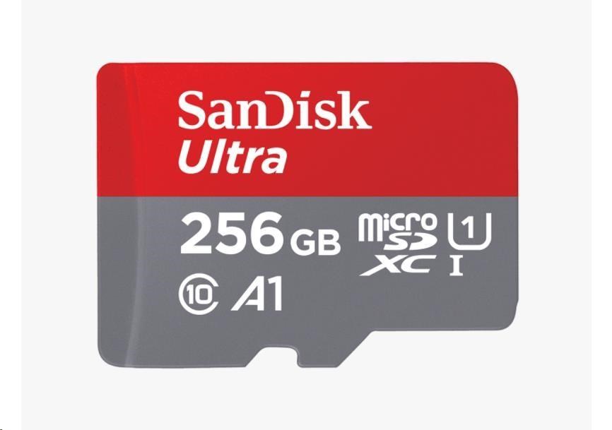 SanDisk MicroSDXC karta 256GB Ultra (150 MB/ s,  A1 Class 10 UHS-I) + adaptér0 
