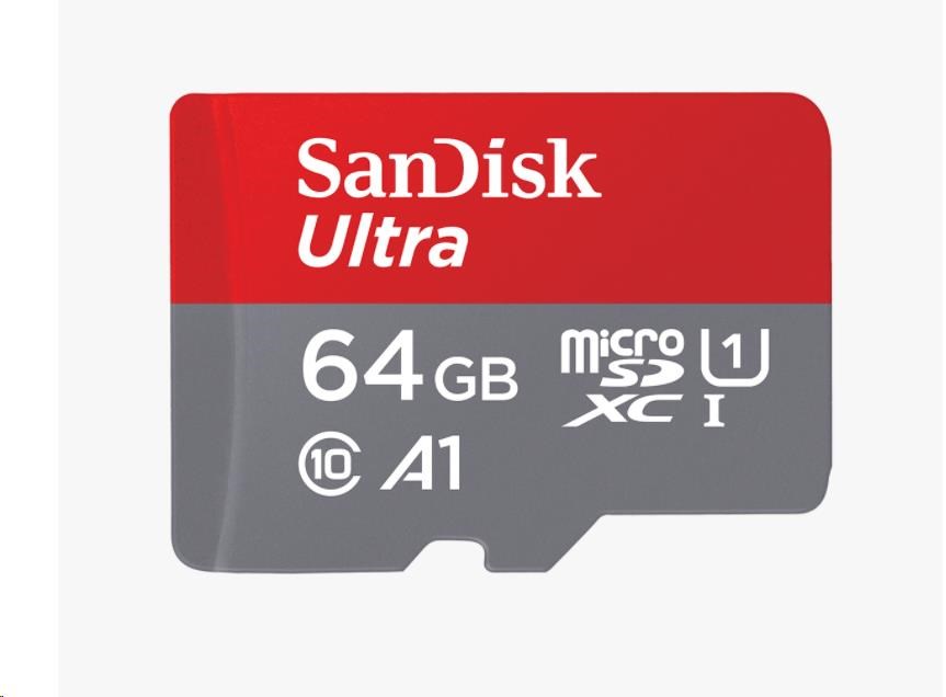 SanDisk MicroSDXC karta 64GB Ultra (140 MB/ s,  A1 Class 10 UHS-I) + adaptér0 