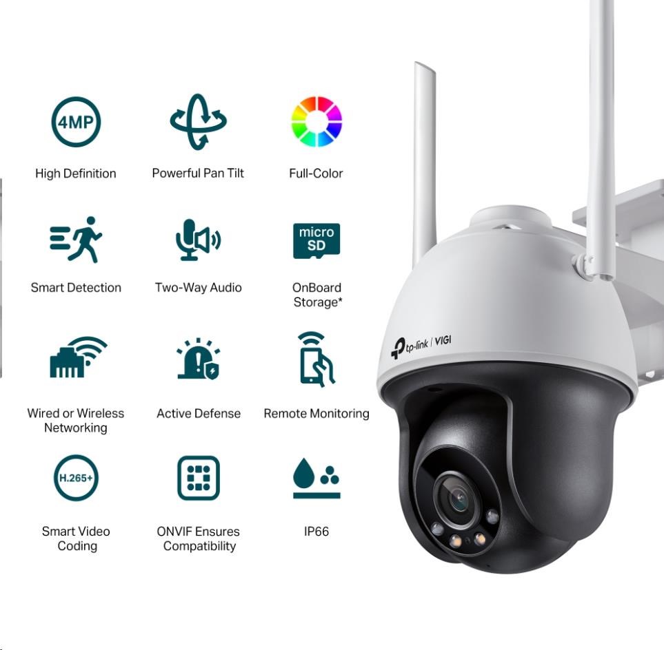 TP-Link VIGI C540-W(4mm), 4MP, PTZ, IR 30m, WIFI, Micro SD card3 