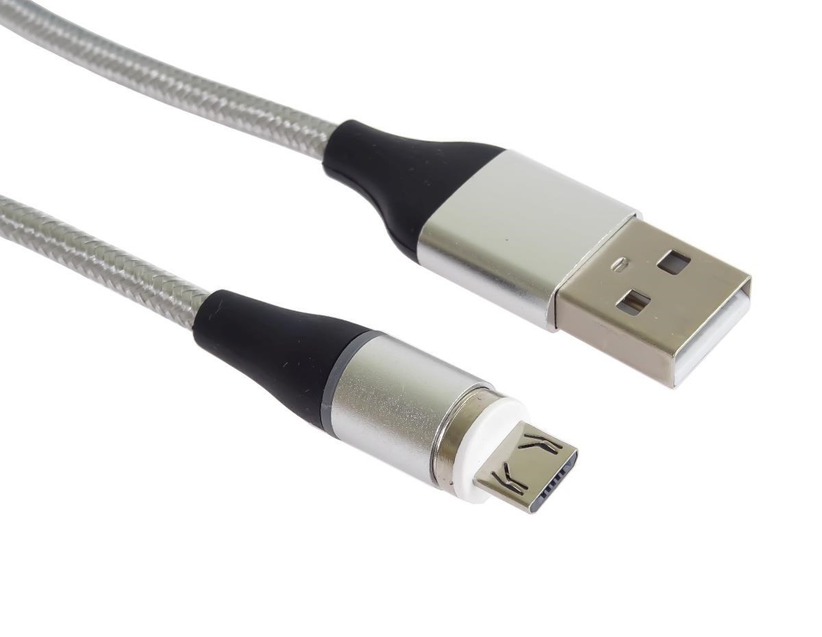 PremiumCord Magnetický micro USB a USB-C nabíjecí a datový kabel,  1m,  stříbrná2 