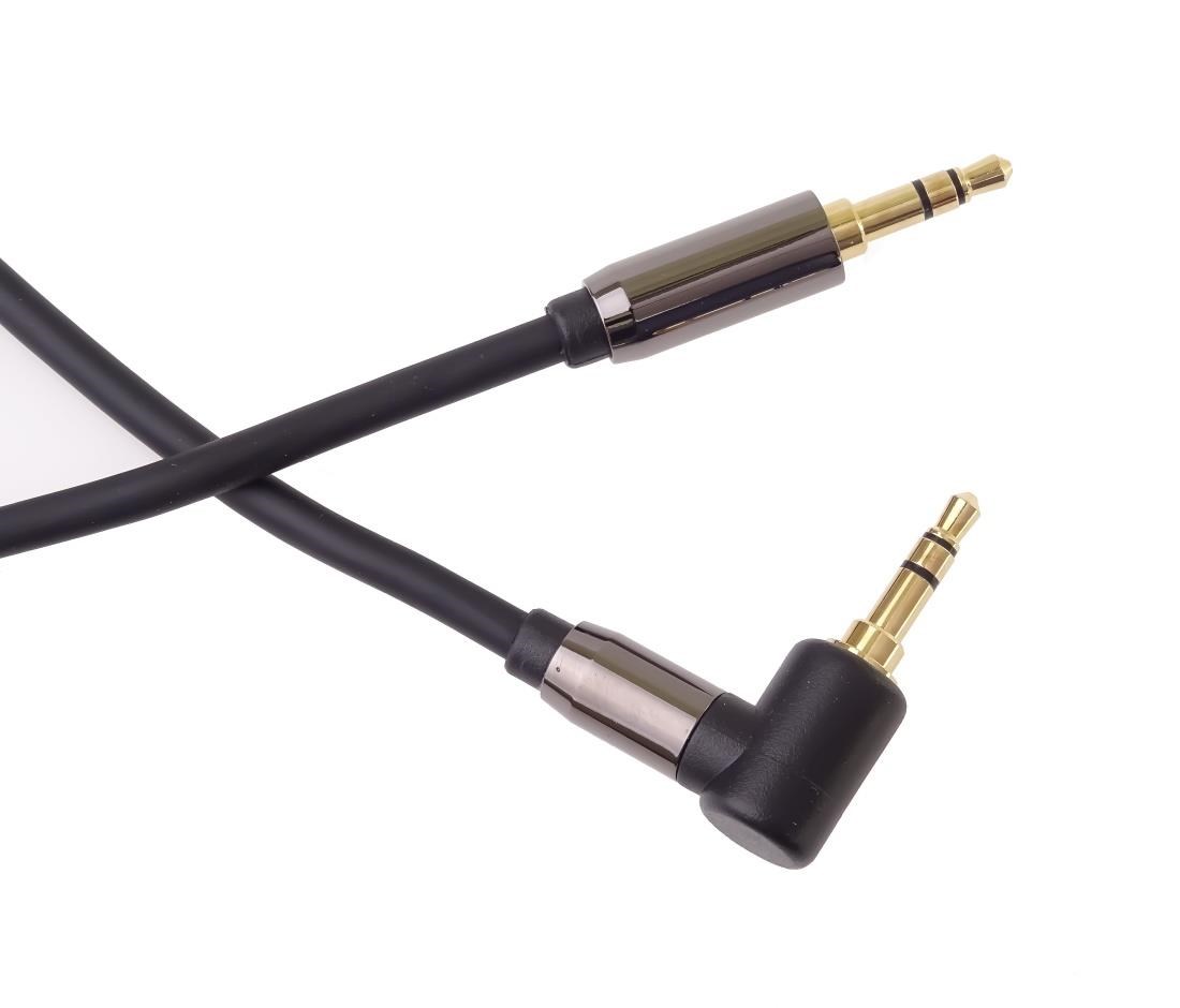 PremiumCord HQ stíněný kabel stereo Jack 3.5mm - Jack 3.5mm zahnutý 90°,  1, 5m2 