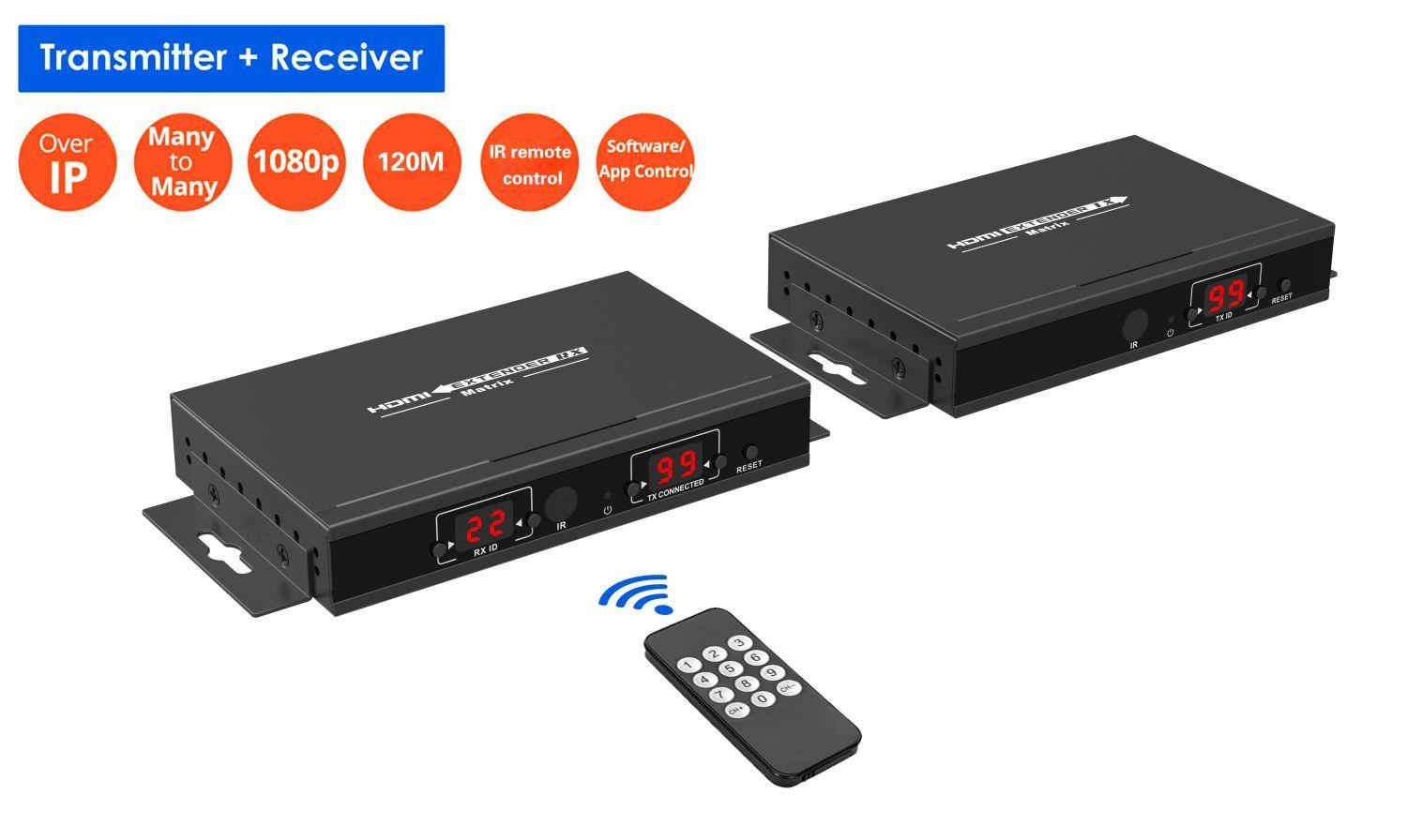 PremiumCord HDMI 1080p matrix over IP extender na 120m přes LAN0 