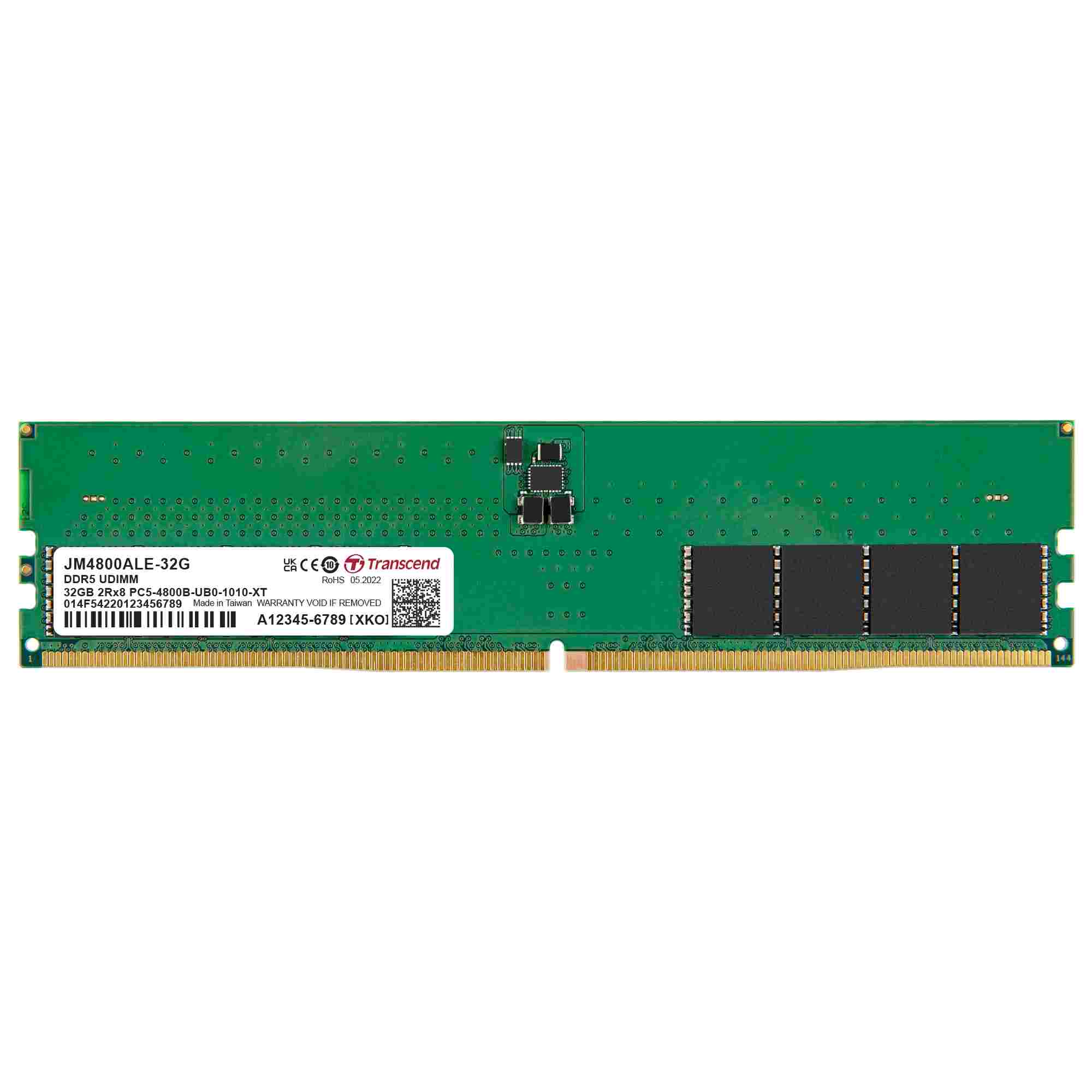 TRANSCEND DIMM DDR5 32GB 4800MHz JM 2Rx8 2Gx8 CL40 1.1V0 